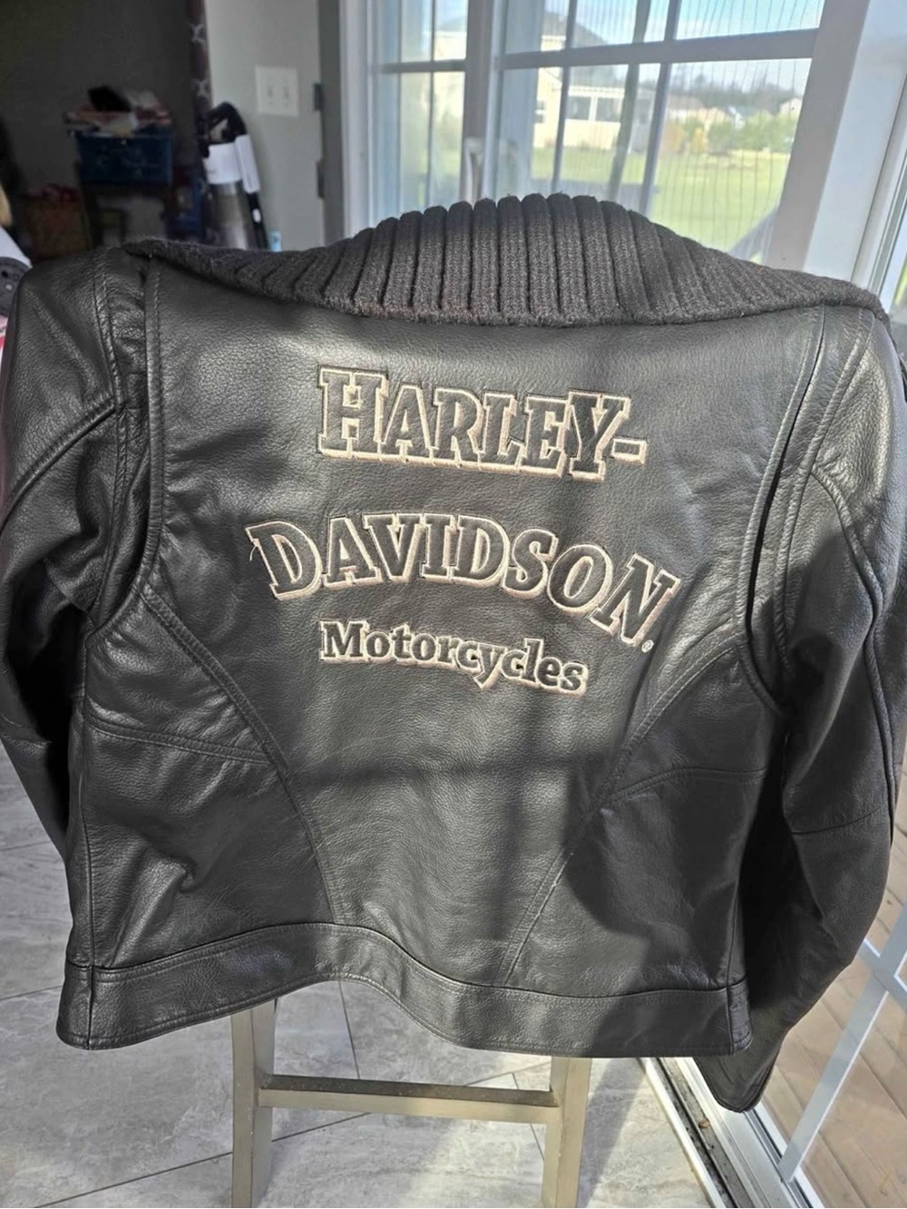 Harley-Davidson Kids Black Leather Jacket with Embroidered Logo